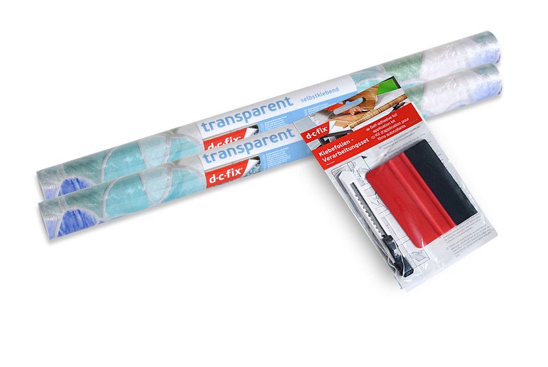 d-c-fix 346-0213-2PKA Self-Adhesive Privacy Glass Window Film, 17" x 78" Roll, Stained Glass Blue Green, 2-Pack with Applicator - Image 2